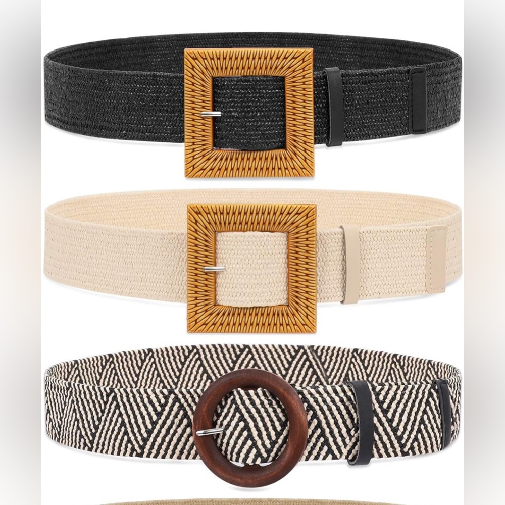 Whippy Stylish Women's Belt Set - Black, Cream, and Brown